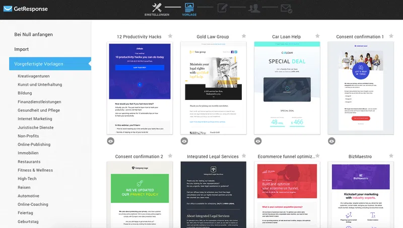 getresponse vorlagen
